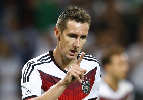 Germany's Klose celebrates his goal during their friendly soccer match against Armenia in Mainz